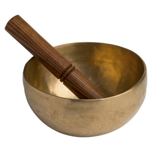 14cm 7 metal hand beaten signing bowl with wooden stick