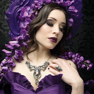 Lady dressed in purple wearing an Alchemy Kraken Necklace