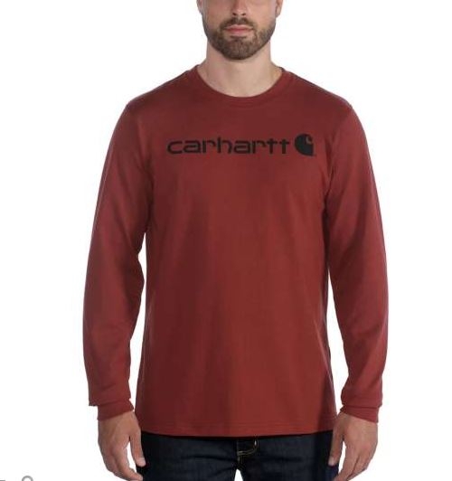 red carhartt long sleeve shirt
